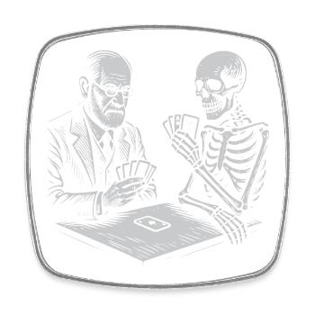 T-shirt de cartes de Sigmund Freud avec la mort - Magnet carré - blanc - Devant