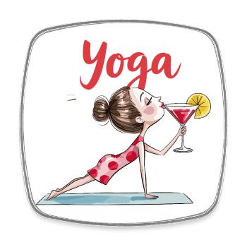  Yoga Mit Cocktail Lustige Yoga Figur In Pose Mit - Viereckiger Kühlschrankmagnet - Weiß - Vorne