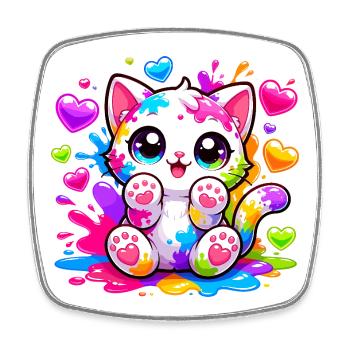 Cat Art Color Explosion - Square fridge magnet - white - Front