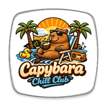 Capybara Chill Club – Design Drôle de Capybara - Magnet carré - blanc - Devant