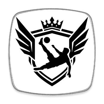Blason du footballeur à coup de pied aérien - Magnet carré - blanc - Devant