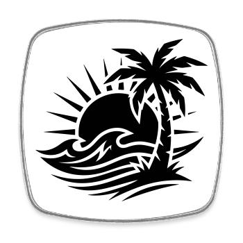 Palm Tree Beach Ocean - Square fridge magnet - white - Front