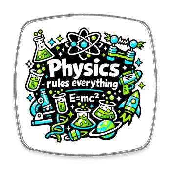 Physics regulates everything - Square fridge magnet - white - Front
