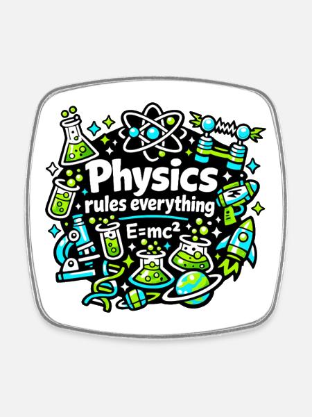 Physik regelt alles - Viereckiger Kühlschrankmagnet - Weiß