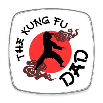 Der Kung-Fu-Vater - Viereckiger Kühlschrankmagnet - Weiß - Vorne