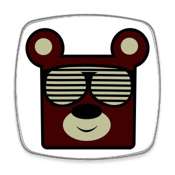 Bär mit Retro-Sonnenbrille - Viereckiger Kühlschrankmagnet - Weiß - Vorne