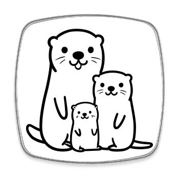 Loutre - Magnet carré - blanc - Devant