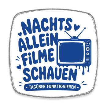 Nachts allein Filme schauen Horror - Viereckiger Kühlschrankmagnet - Weiß - Vorne