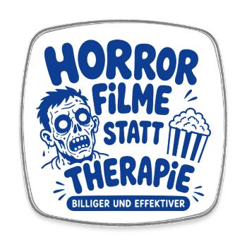 Horror Filme statt Therapie Zombie - Viereckiger Kühlschrankmagnet - Weiß - Vorne