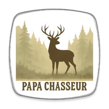 Papa Chasseur Silhouette Cerf Forest - Magnet carré - blanc - Devant