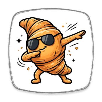 Dabbing Croissant - Viereckiger Kühlschrankmagnet - Weiß - Vorne