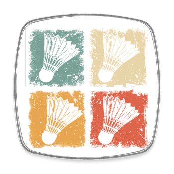 Badminton Shuttlecock Retro Style - Square fridge magnet - white - Front