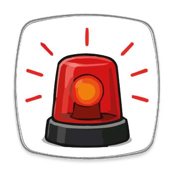 Illustration du clignotant d’alarme rouge - Magnet carré - blanc - Devant
