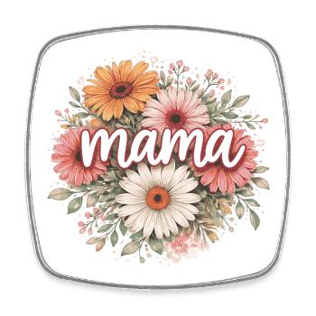 MAMA Retro Daisy Bouquet | Gift - Square fridge magnet - white - Front