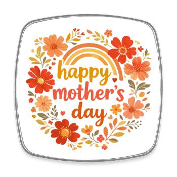 Happy Mother's Day Couronne Fleurs Rétro - Magnet carré - blanc - Devant