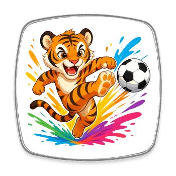 Tiger Kick Ball Farbexplosion - Viereckiger Kühlschrankmagnet - Weiß - Vorne