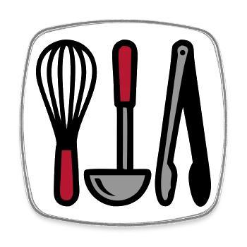 Kitchen Utensils Cooking Baking Cooking School - Square fridge magnet - white - Front