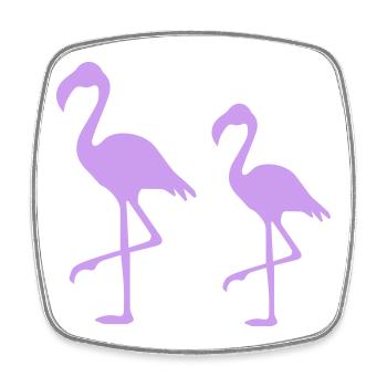 Two Flamingos Silhouettes Purple - Square fridge magnet - white - Front