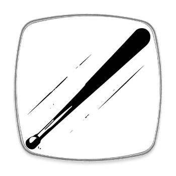 Baseballschläger Skizze - Viereckiger Kühlschrankmagnet - Weiß - Vorne
