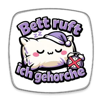 Schlafende Kuschelkatze Bettruf - Viereckiger Kühlschrankmagnet - Weiß - Vorne
