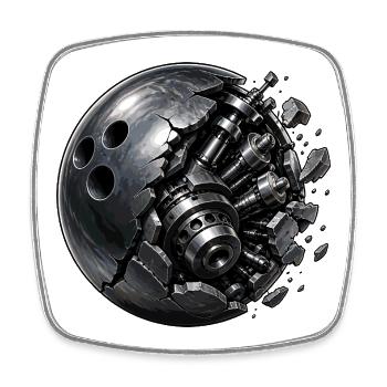 Bowlingkugel Maschinenkern Sternenmechanik - Viereckiger Kühlschrankmagnet - Weiß - Vorne