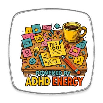 ADHD Energie Kreativdesk - Viereckiger Kühlschrankmagnet - Weiß - Vorne