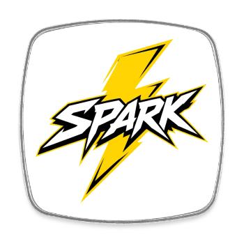 Logo de la bande dessinée Spark Blitz - Magnet carré - blanc - Devant