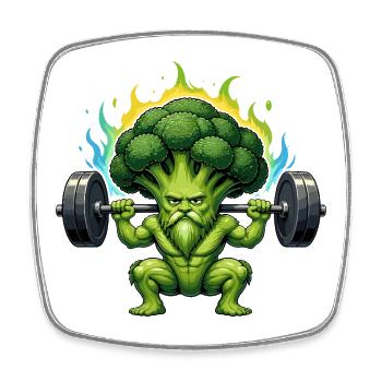 Power broccoli: Bold vegetable body - Square fridge magnet - white - Front
