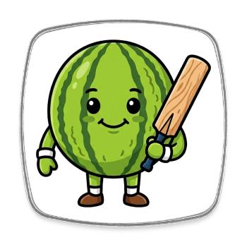 Drôle de pastèque avec une batte de cricket - Magnet carré - blanc - Devant