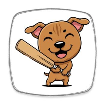 Chiot de dessin animé de baseball mignon - Magnet carré - blanc - Devant