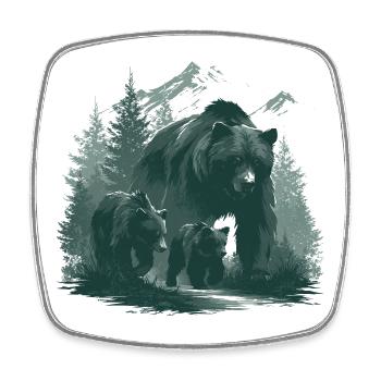 Mama-Geschenk | Wilderness Family Bear - Viereckiger Kühlschrankmagnet - Weiß - Vorne
