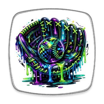 Baseball Handschuh Neon Graffiti Design - Viereckiger Kühlschrankmagnet - Weiß - Vorne
