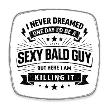 Sexy Bald Guy Glatze Spruch Vintage Retro - Viereckiger Kühlschrankmagnet - Weiß - Vorne