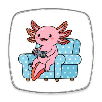 Couch Gaming Axolotl - Viereckiger Kühlschrankmagnet - Weiß - Vorne