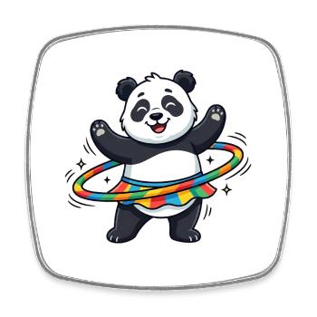 Rainbow Panda Hula-Hoop - Viereckiger Kühlschrankmagnet - Weiß - Vorne