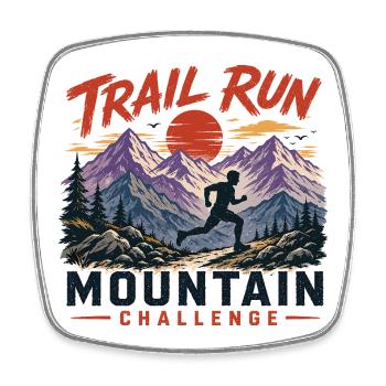 Trail Run - Mountain Challenge - Square fridge magnet - white - Front