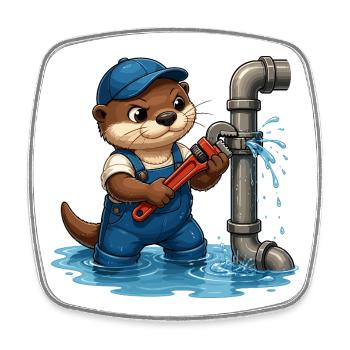 Loutre plombière avec outil à tuyaux - Magnet carré - blanc - Devant