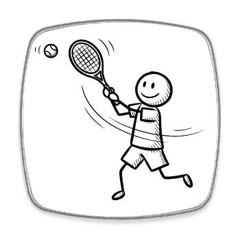 Tennis Tennis Player Stick Figure - Square fridge magnet - white - Front