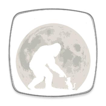 Bigfoot, Cat, Moon, Full Moon, Kitten - Square fridge magnet - white - Front