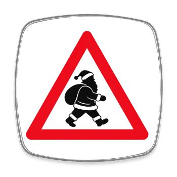 Weihnachtsmann crossing . KI generiert - Viereckiger Kühlschrankmagnet - Weiß - Vorne
