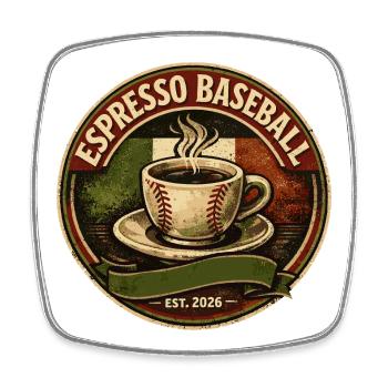 Espresso Baseball Est 2026 Retro Coffee Sport - Square fridge magnet - white - Front