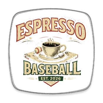 Espresso Baseball Est 2026 Retro Coffee Sport - Square fridge magnet - white - Front