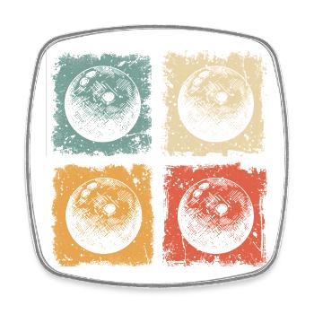 Bowling Skittles Retro Graphic for Skittles Club - Square fridge magnet - white - Front