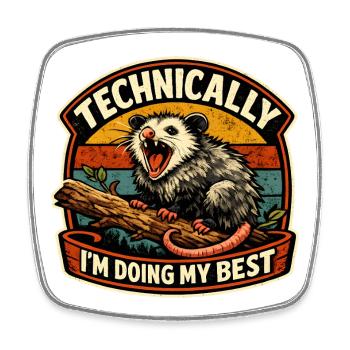 Technisch Mach Mein Bestes - Viereckiger Kühlschrankmagnet - Weiß - Vorne