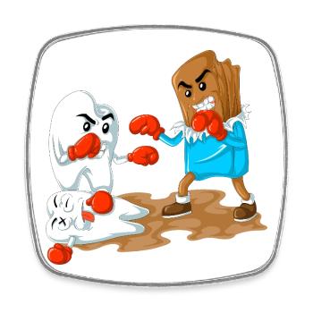 Cadeau drôle pour dentiste Chocolate Vs Tooth Boxing - Magnet carré - blanc - Devant