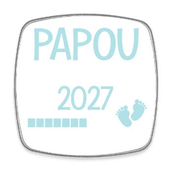 Papou en 2027 Futur Grand-Père Fier et Heureux - Magnet carré - blanc - Devant