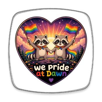 We Pride at Dawn Raccoon Pride Heart - Square fridge magnet - white - Front