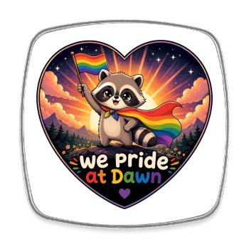 We Pride at Dawn Raccoon Pride Heart - Square fridge magnet - white - Front