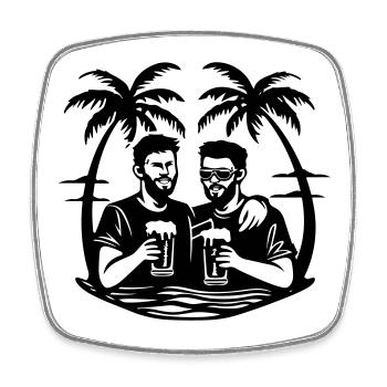 Palm Trees Beach Party - Square fridge magnet - white - Front