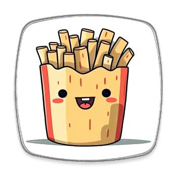 Dessin animé Kitchen Delight French Fries - Magnet carré - blanc - Devant